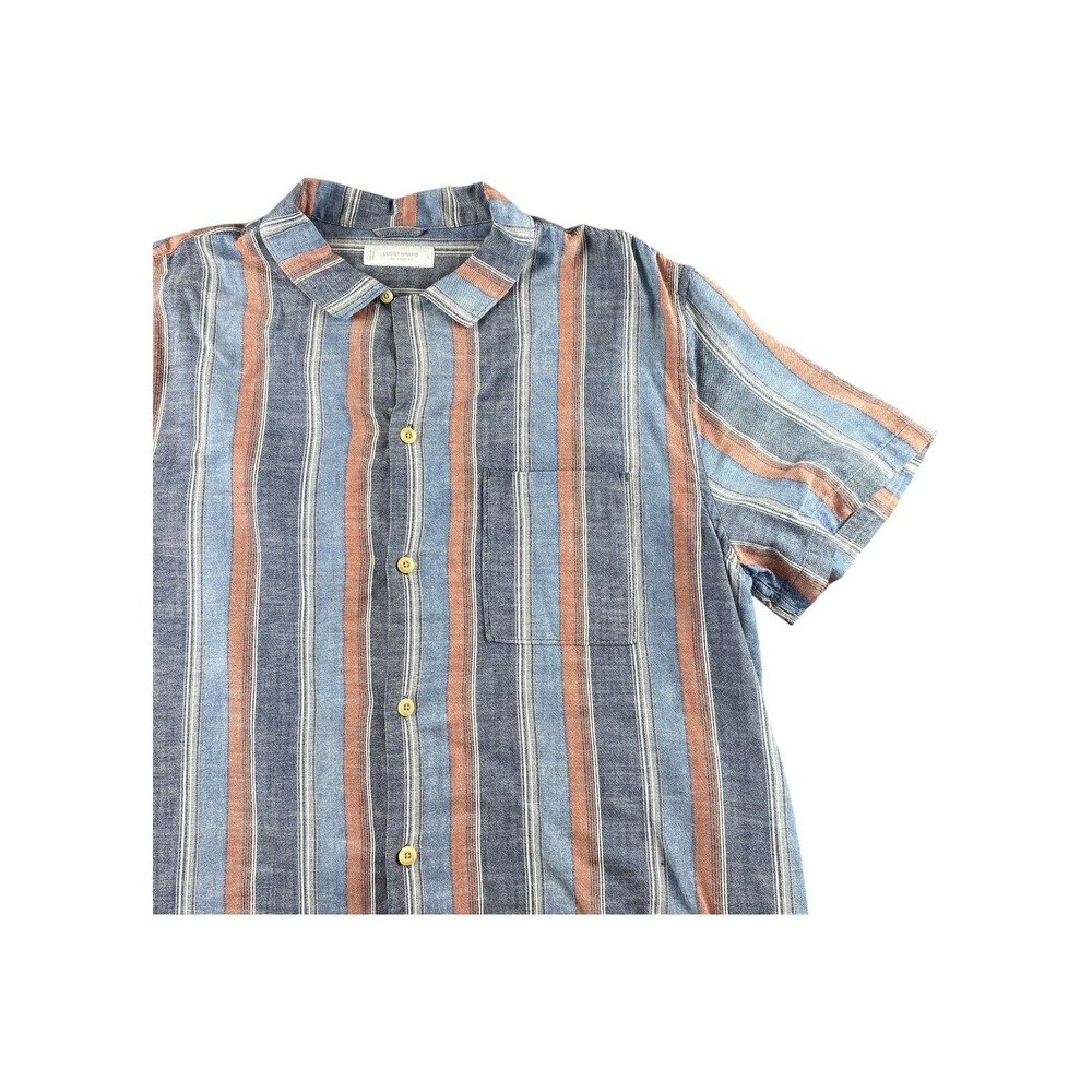 Lucky Brand Men's Striped Short Sleeve Button Up Shirt Size L